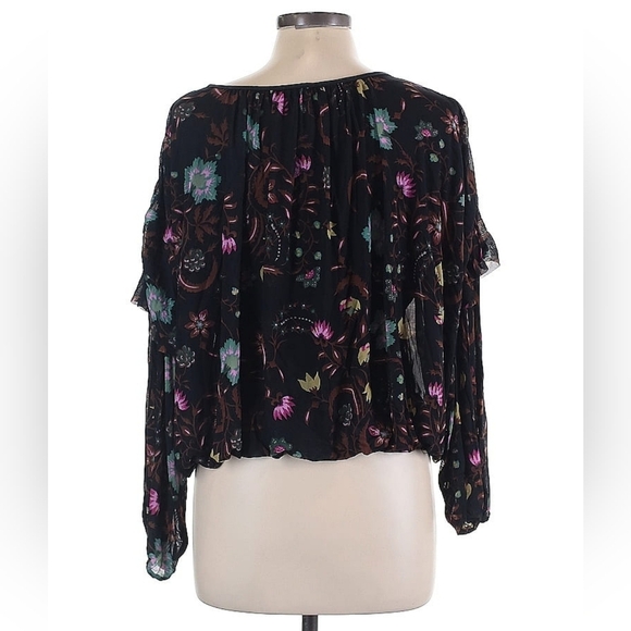 Free People Floral Square Neck Long Sleeve Top – Size M - Picture 3 of 5